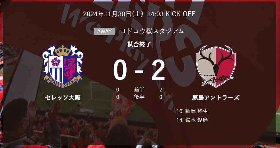 対C大阪戦について（後半４５分）